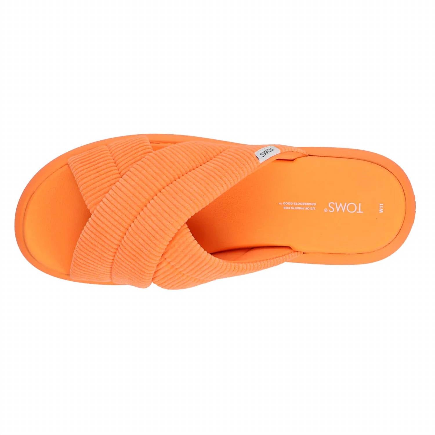 TOMS Women's Alpargata Mallow Crossover Sandal in neon orange corduroy 1 - women's shoe - view 4
