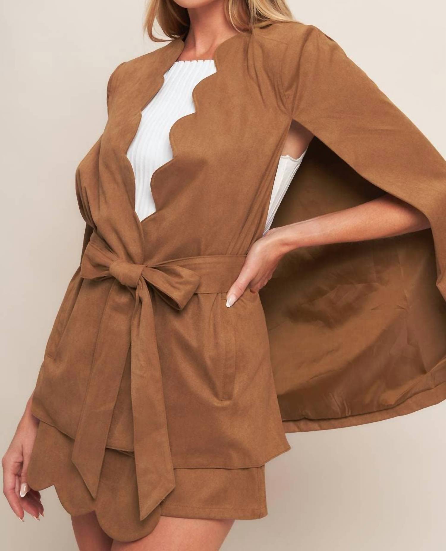 Flying Tomato - Faux Suede Capelet