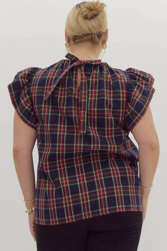 Entro - Plaid Short Sleeve Top - Plus