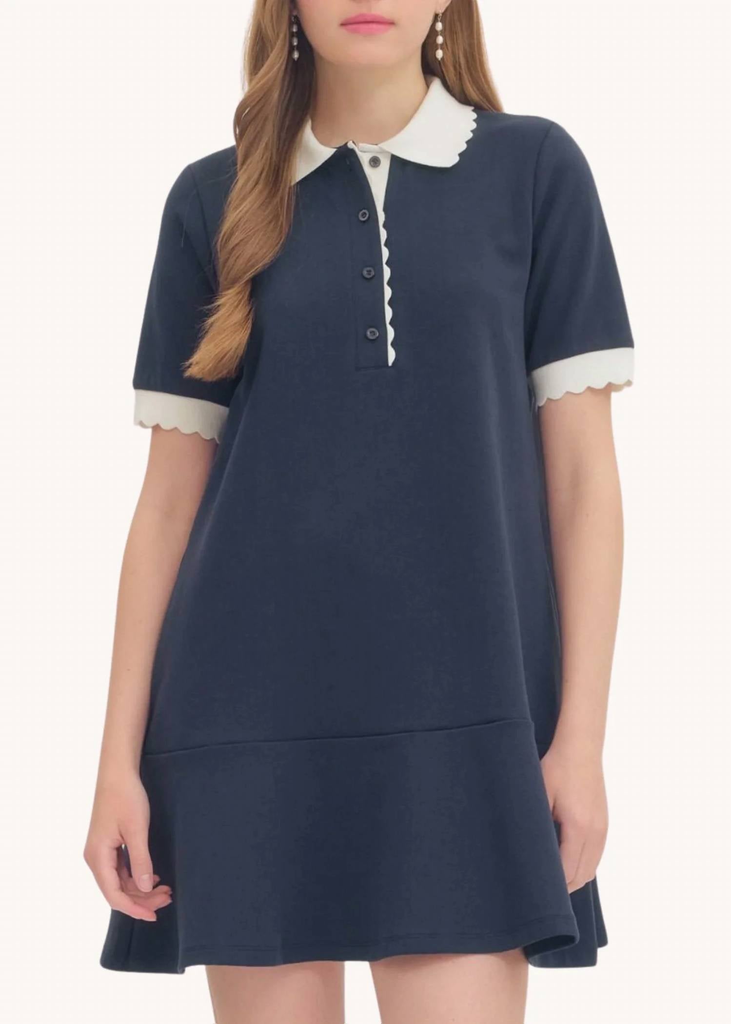 Entro - Celia Scalloped Cotton Mini Dress