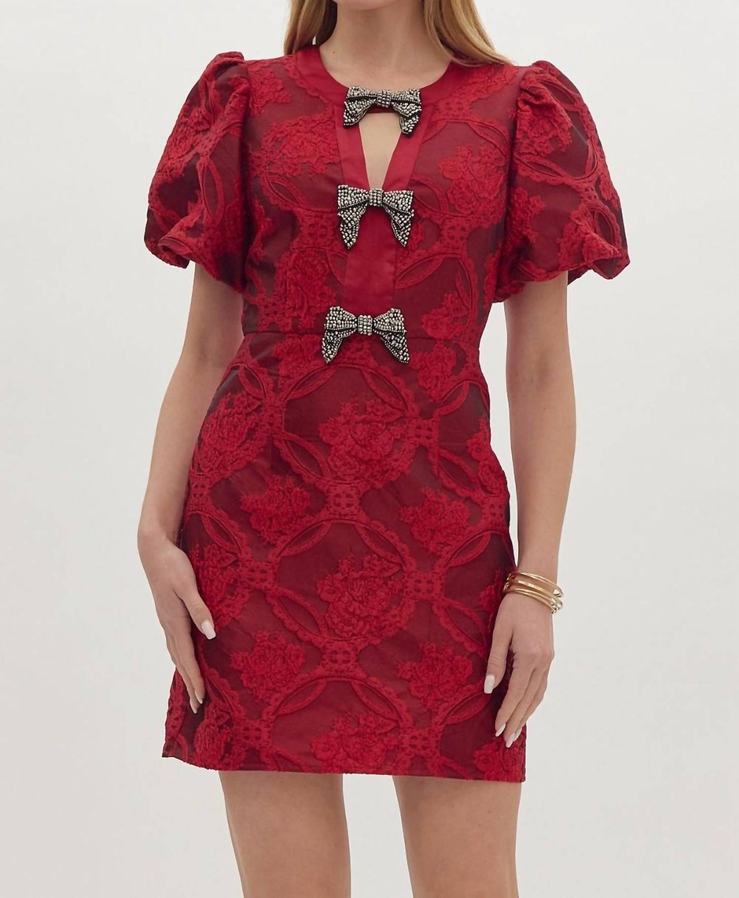 entro Ruby Dress in red - women's dress - detail view