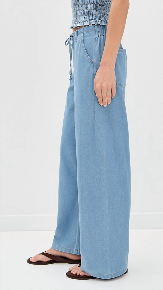 Lna - Tie Waist Denim Trousers