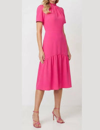 Maggy London - Ruffle Mock Neck Midi Dress