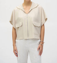 Joseph Ribkoff - Nylon Hooded Short Sleeve Boxy Jacket