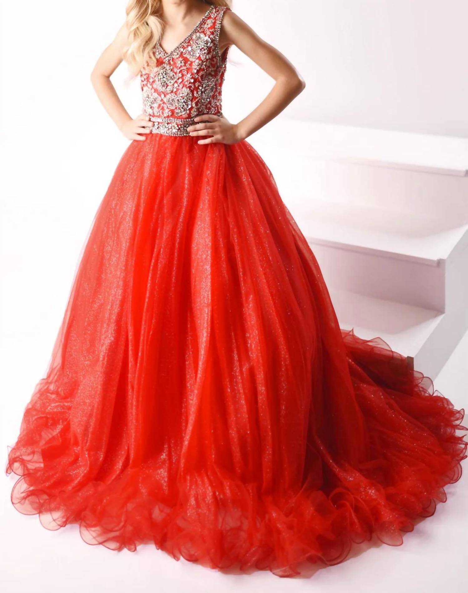 Ava Presley - Girls Embellished Bodice Long Gown