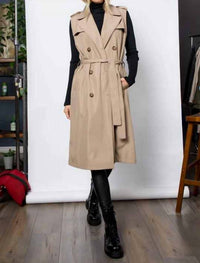 26 International Sleeveless Trench Coat in tan - women's jacket - alternate view