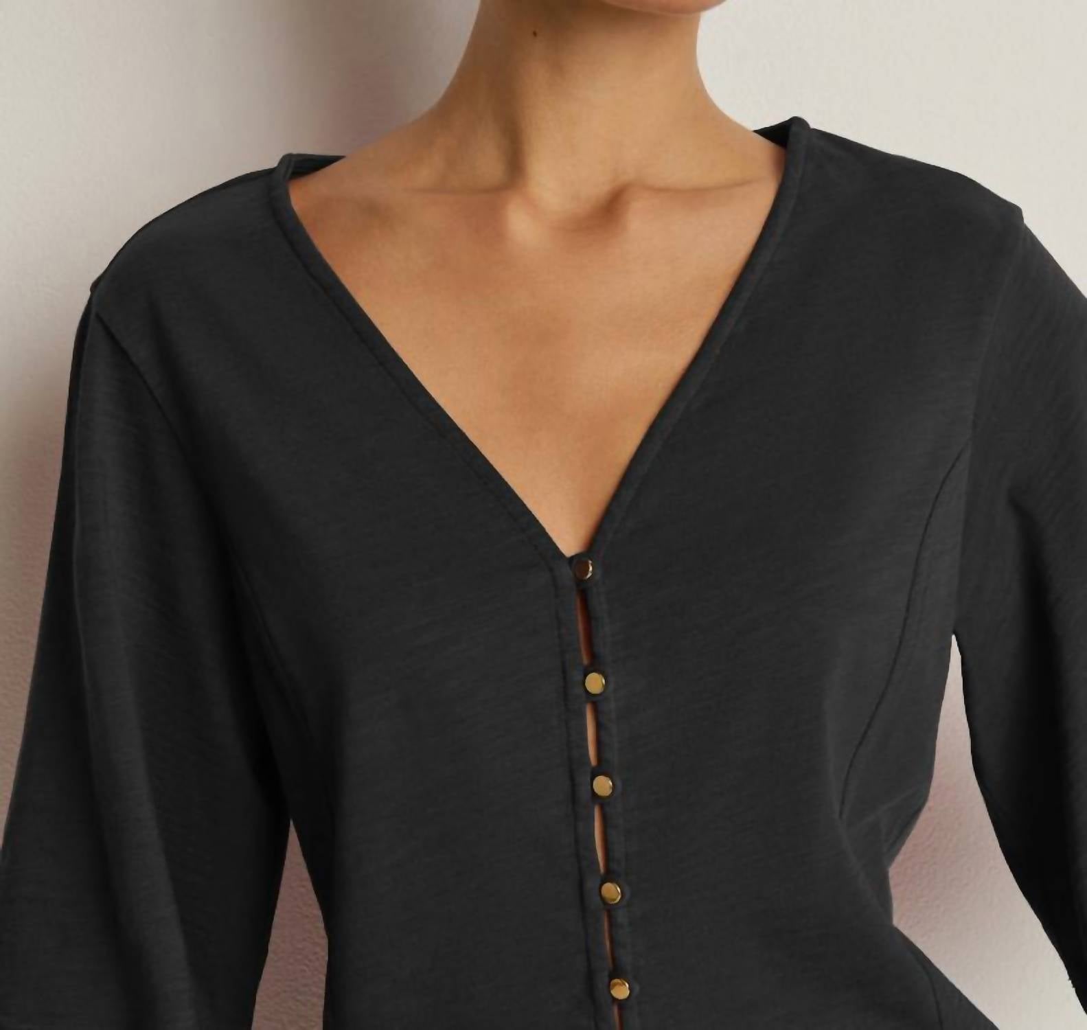 Nation LTD Gisela Half Sleeve Top in jet black 1 - women's blouse - view 4