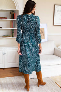 EMERSON FRY May Button Front Dress in marguerite daisy forest - women's dress - detail view
