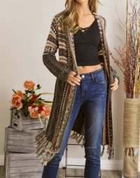 Adora - Maya Fringe Hem Aztec Cardigan