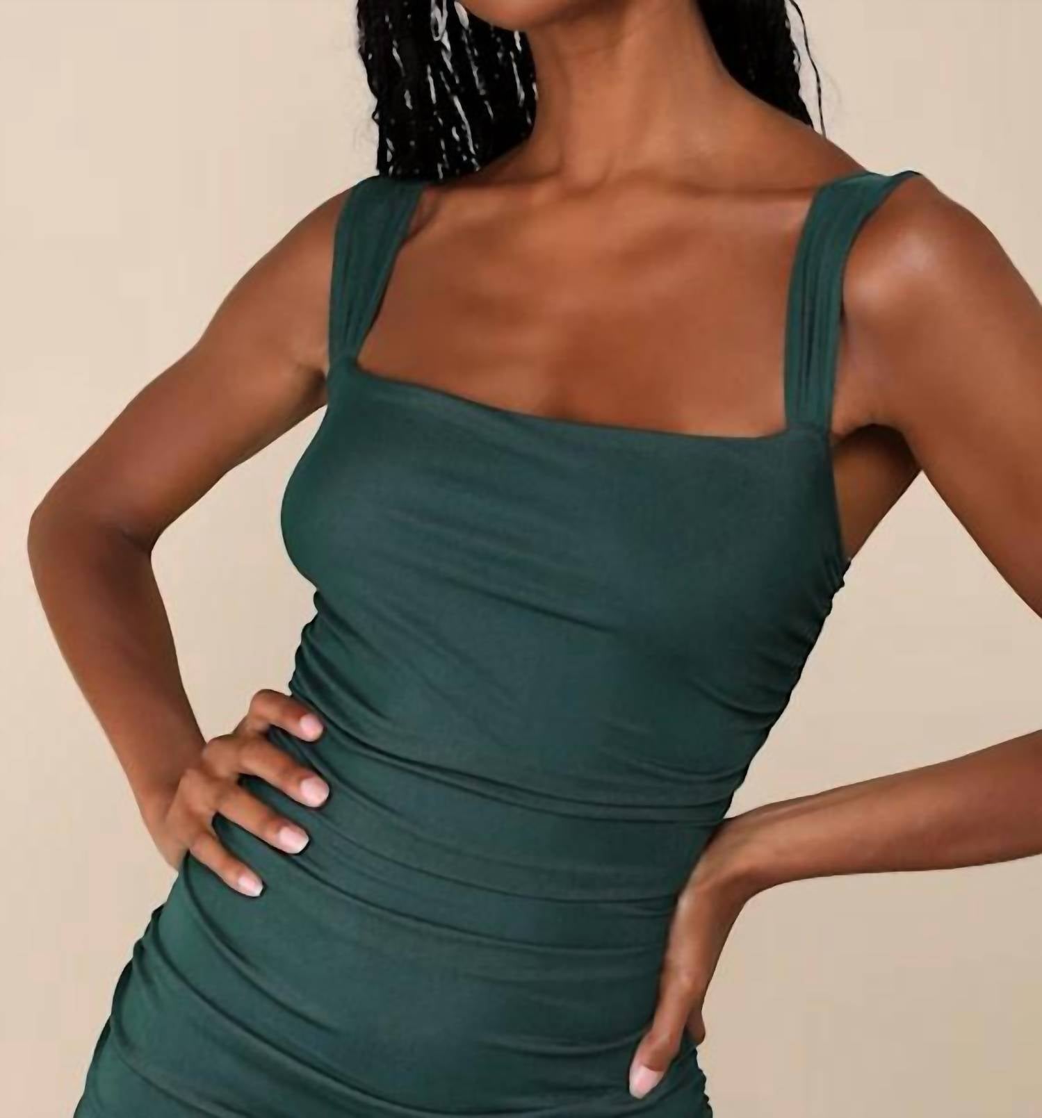 Lulus Amazing Presence Mesh Ruched Column Maxi Dress in dark green - women's dress - view 4