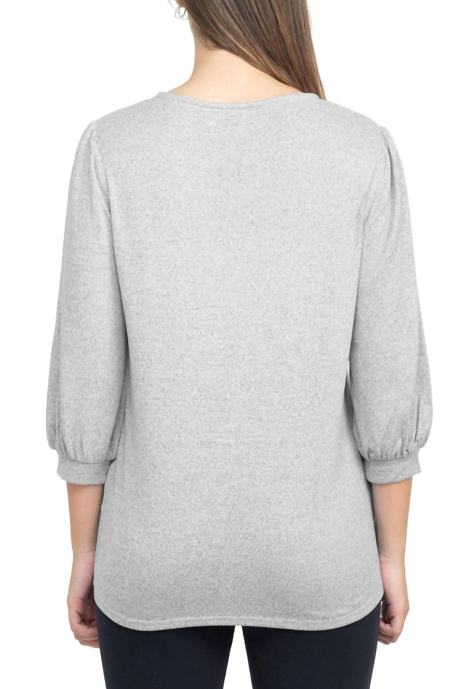 Tint & Shadow - Crew Neck Front Ruffle Detail Knit Top