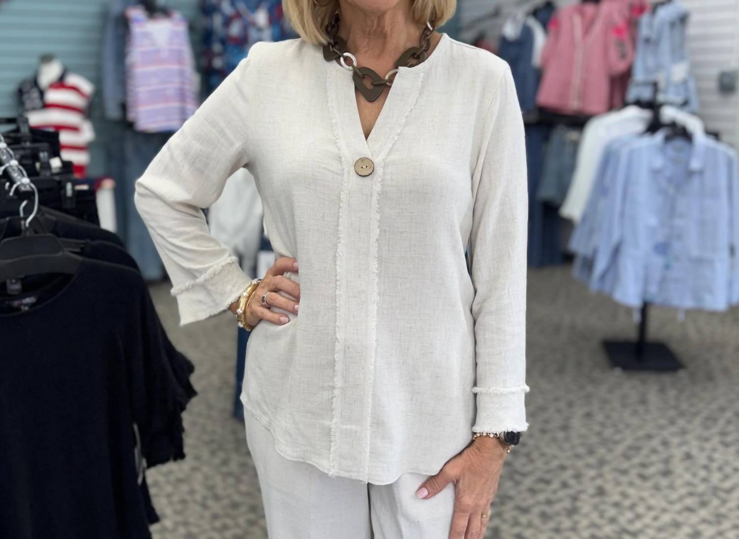 Multiples - V-neck Pullover Top - Plus