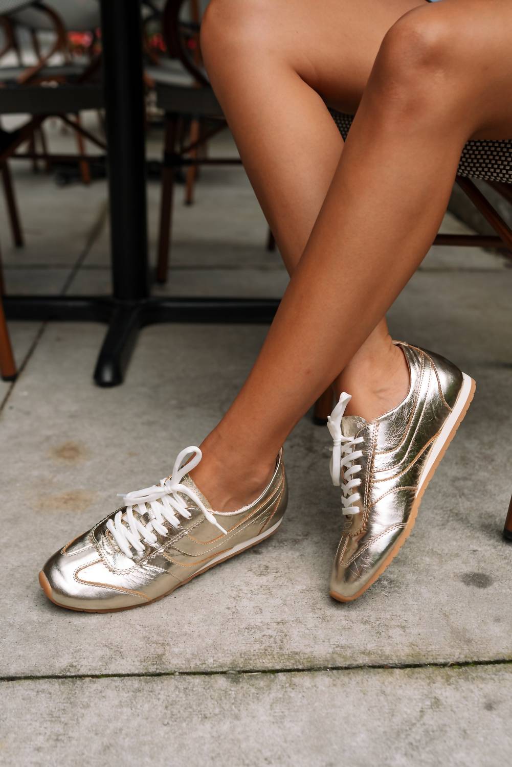 Dolce Vita Women's Delany Crinkle Patent Sneaker in light gold - women's sneaker - view 7