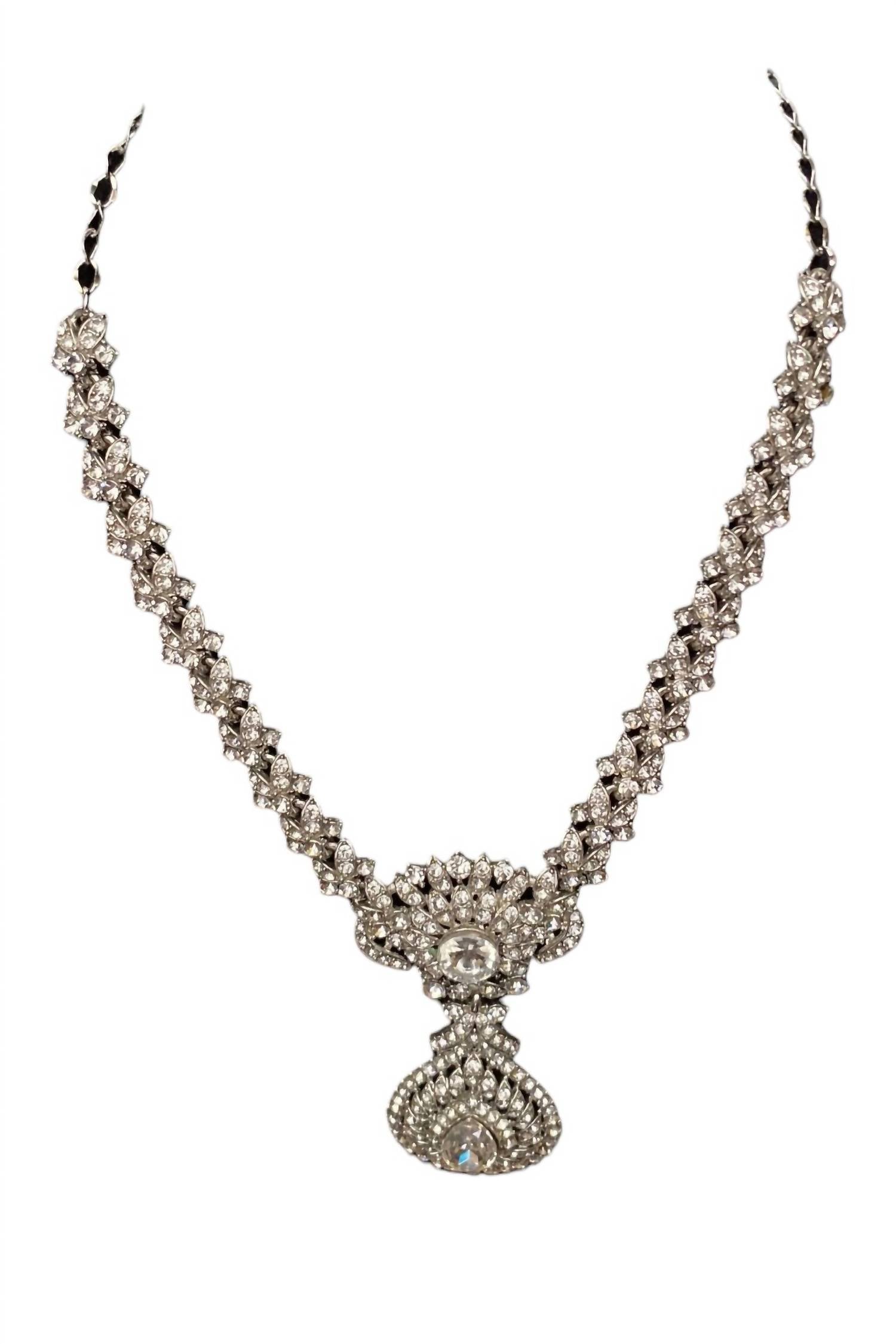 Donna Vinci Women's J124 Necklace And Earrings Jewelry Set in clear - women's jewelry - detail view