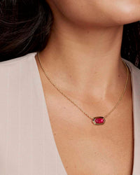 Kendra Scott ELISA BEZEL SHORT PENDANT NECKLACE in gold carmine red illusion - women's jewelry - alternate view