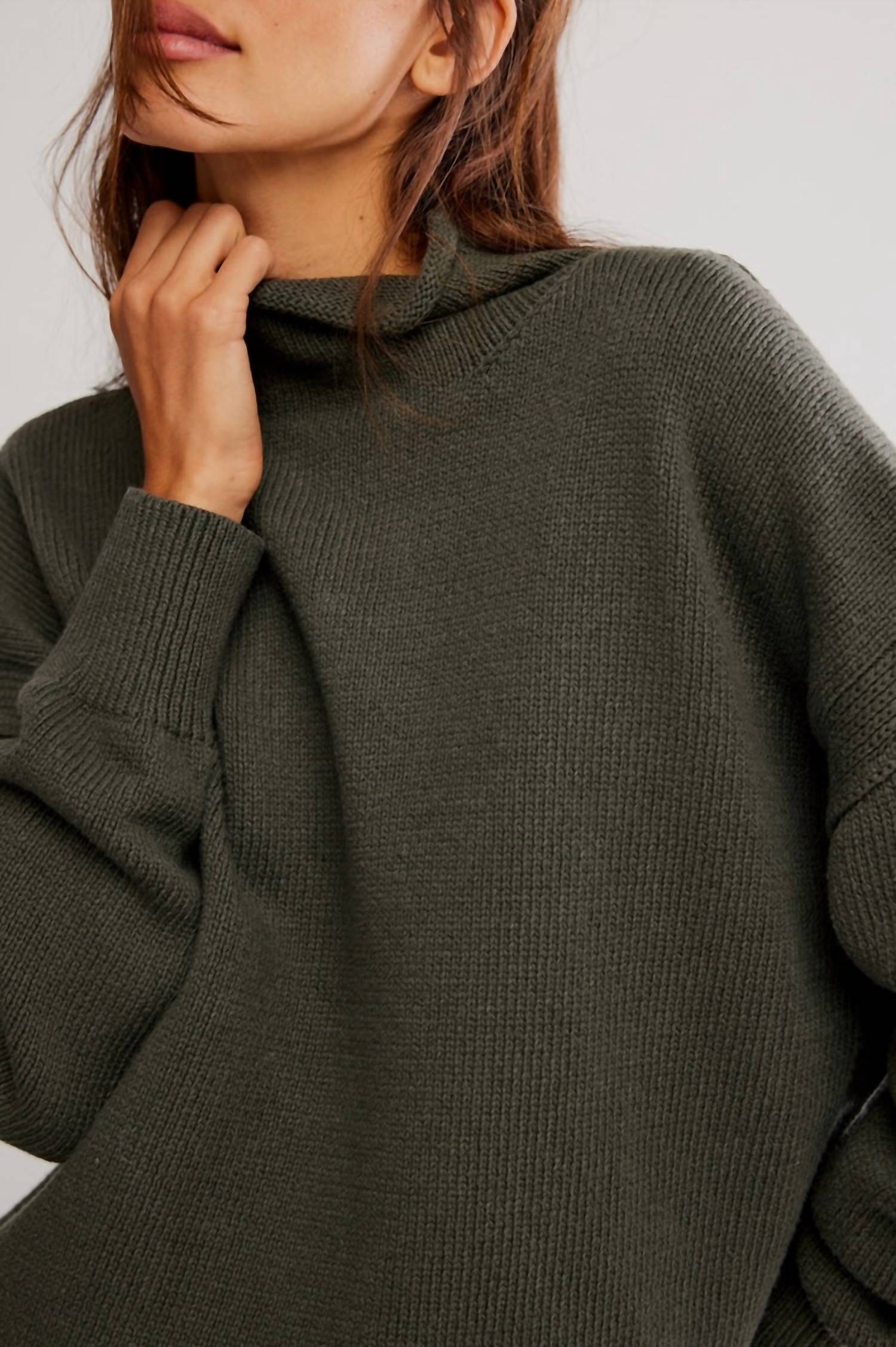 Free People Torres Roll Neck Sweater in army - women's sweater - view 4