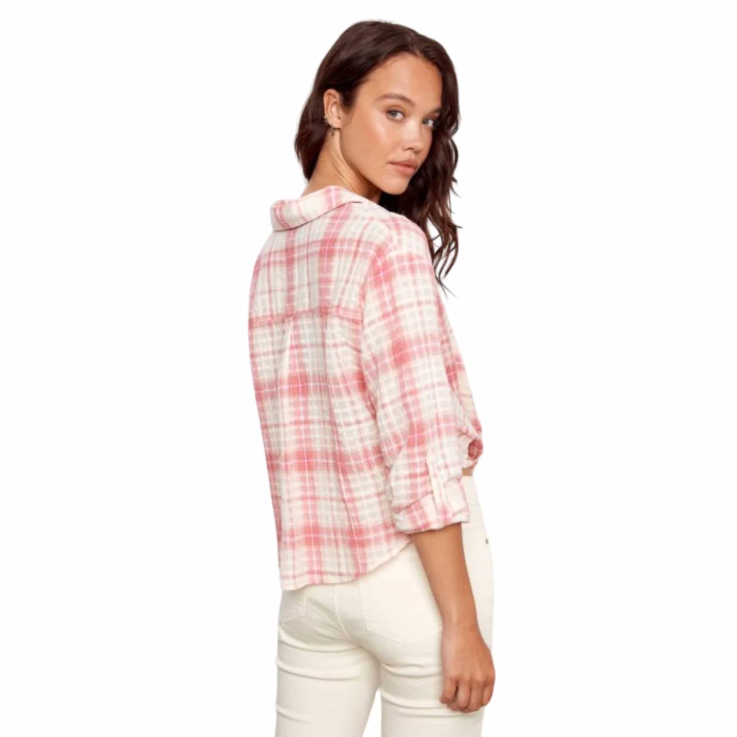 Charlie B - Plaid Cotton Shirt With Front Twist
