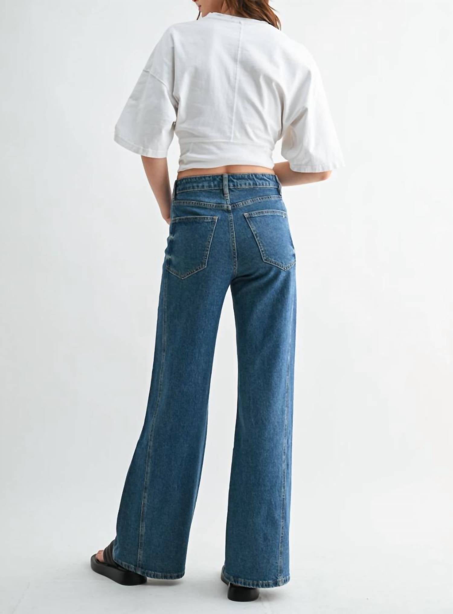 Mica Denim - High Rise Wide Leg Side Panel Jeans