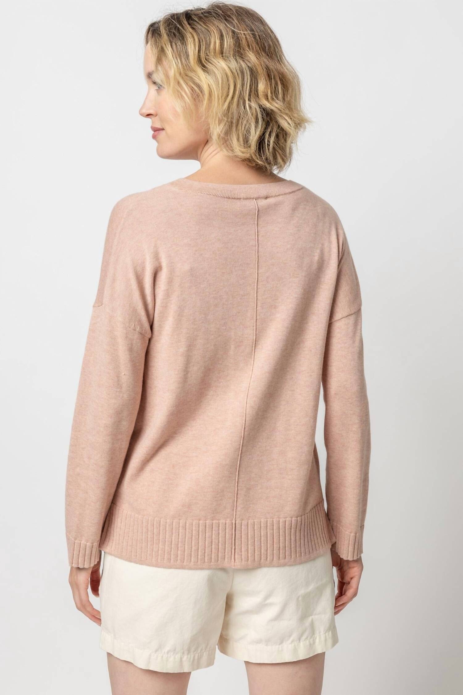 Lilla P - Easy Back Seam Vneck Sweater