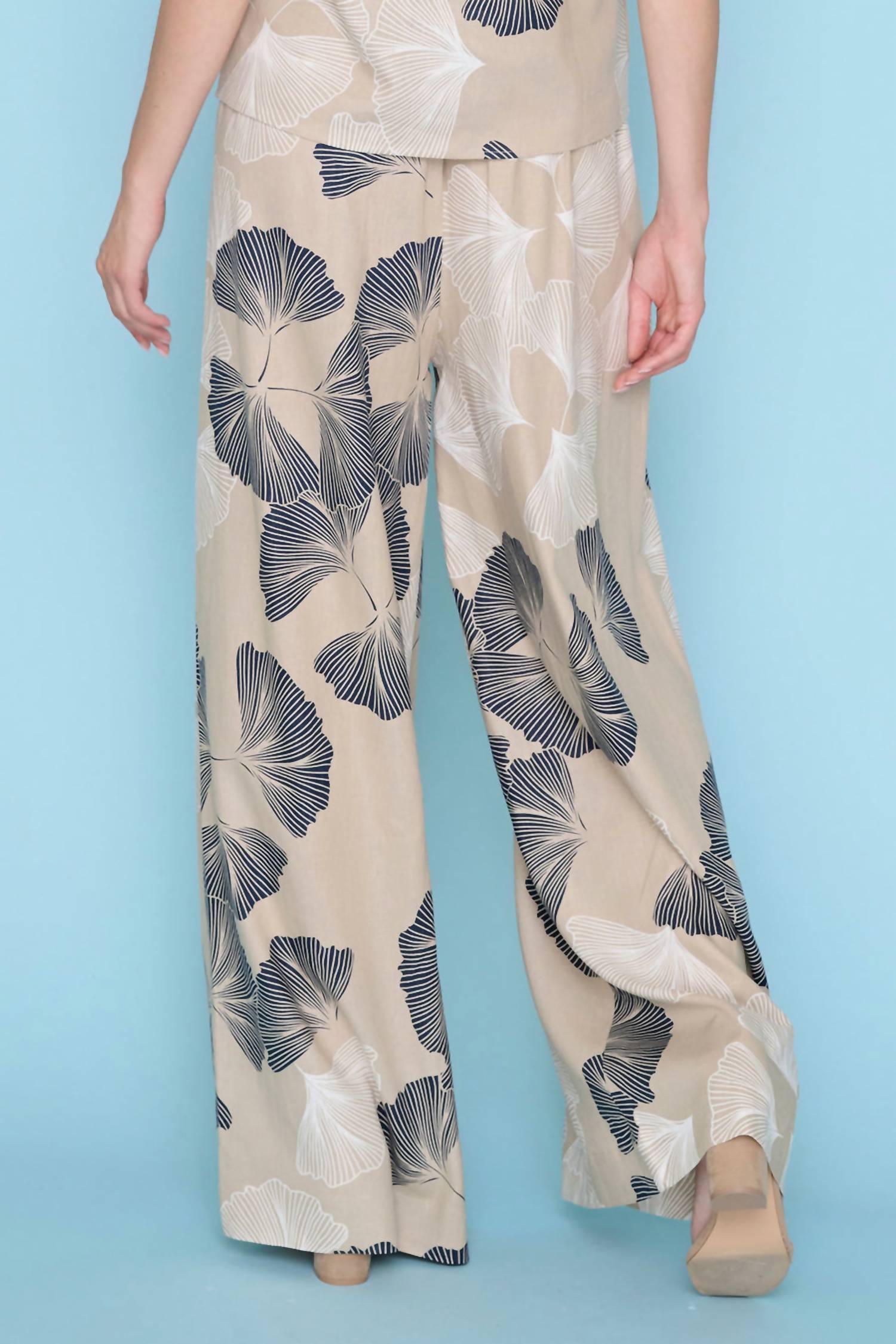 Picadilly - Coastal Ginkgo Breeze Palazzo Pants