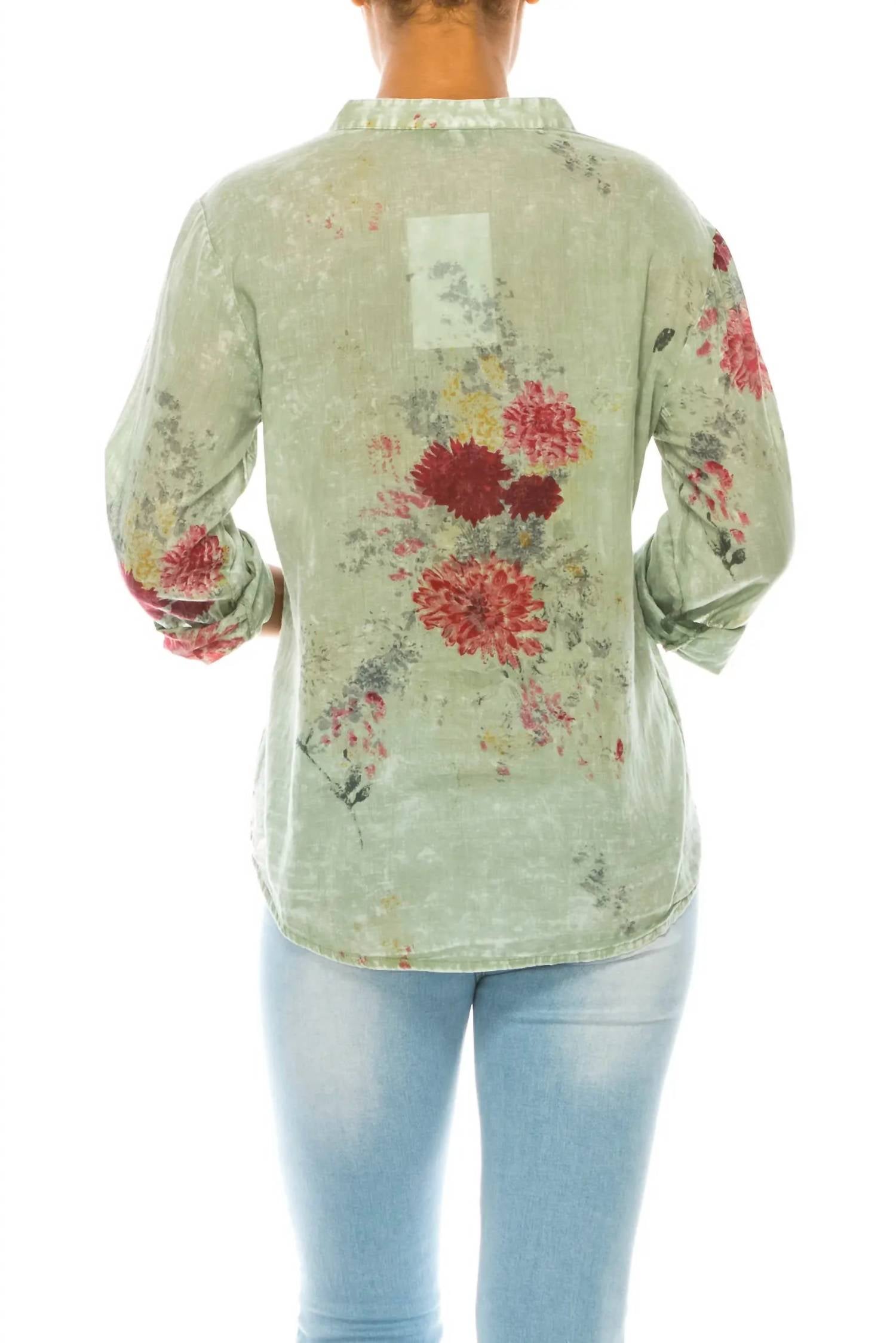 Magazine Clothing - Floral Printed with Embroidery Top