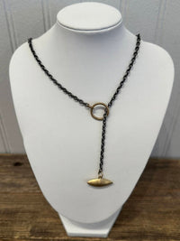 Lisa Ziff Designs - 10k Pip Toggle Necklace With Rho Chain