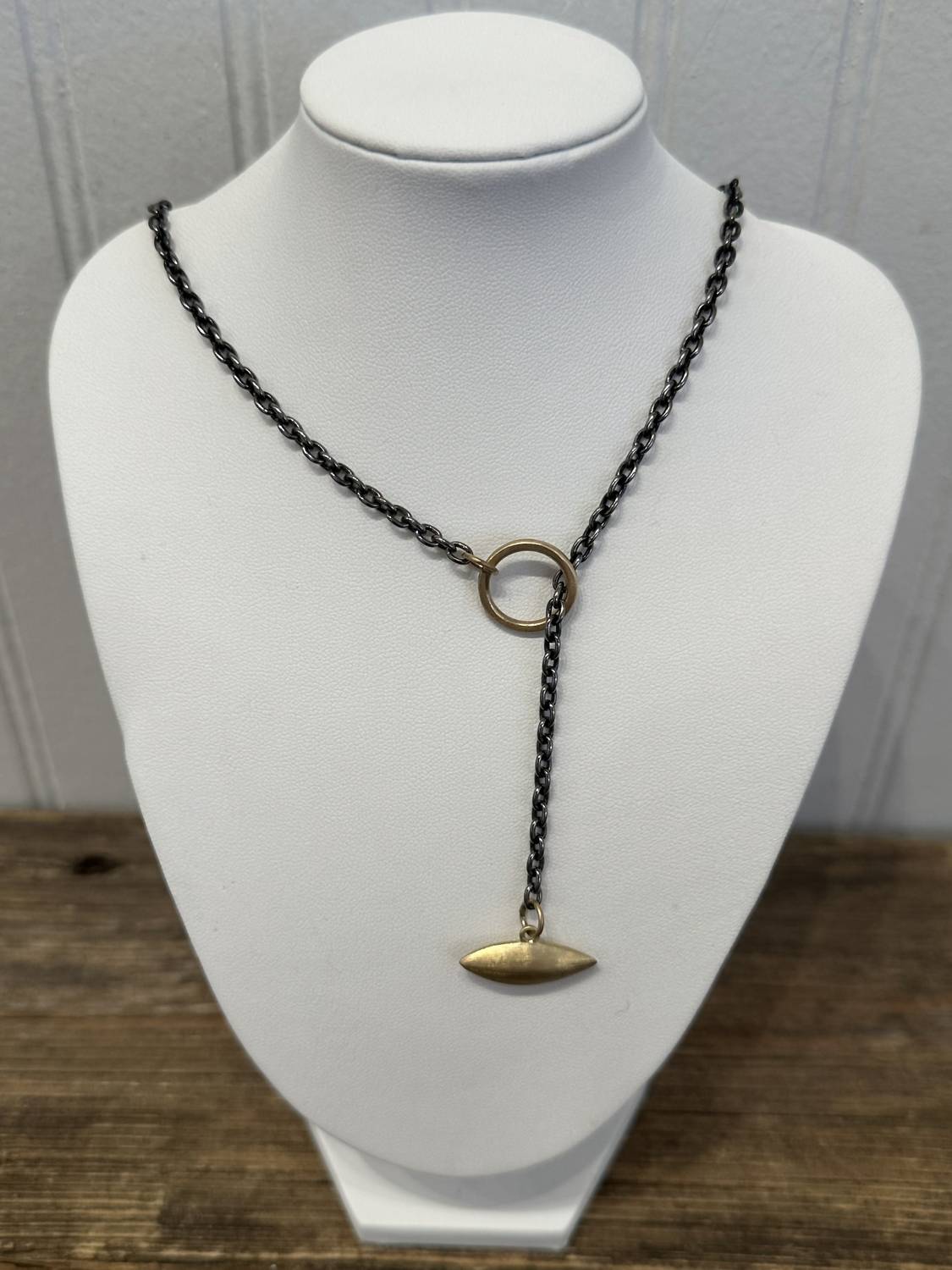 Lisa Ziff Designs - 10k Pip Toggle Necklace With Rho Chain