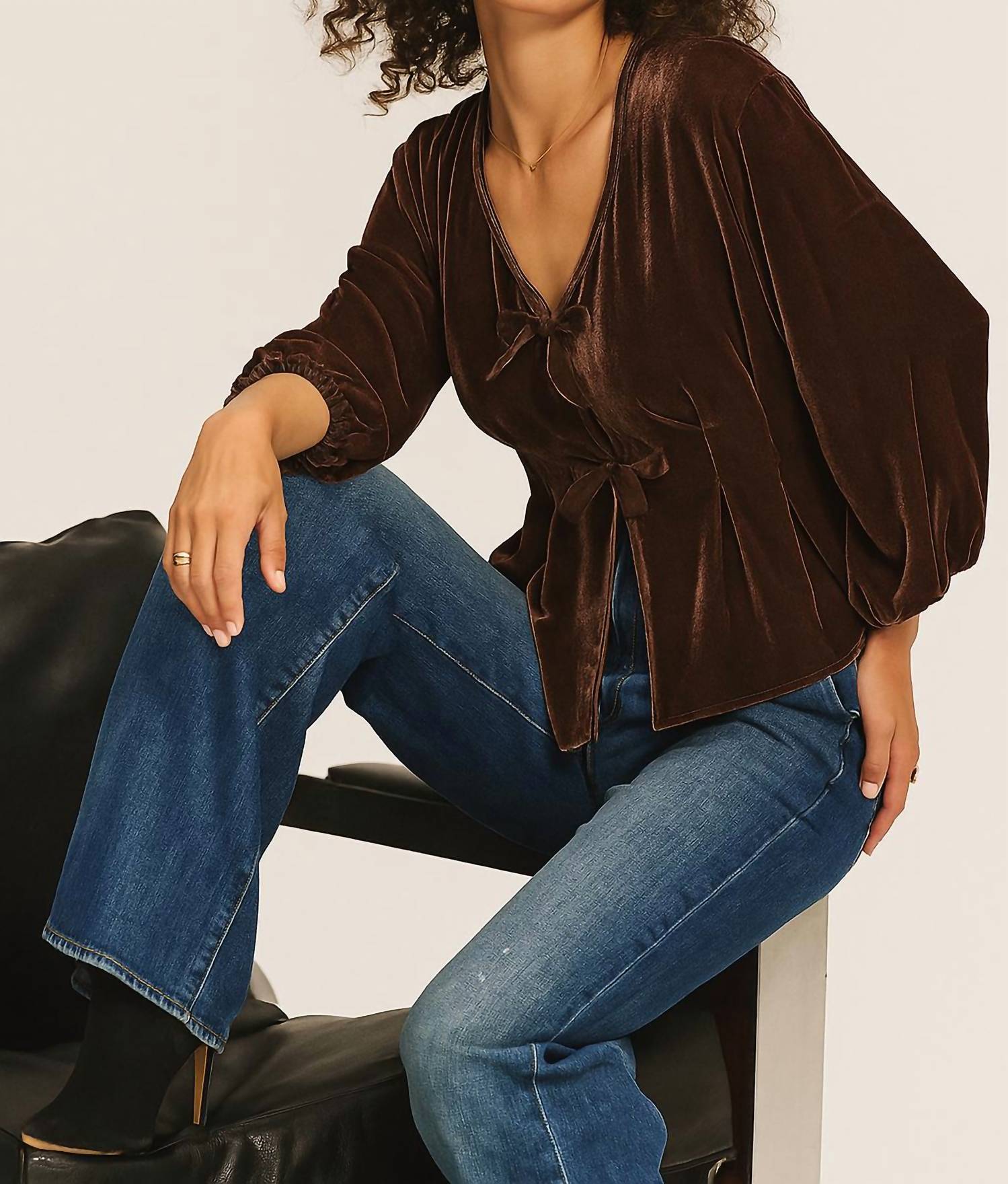 Velvet By Graham & Spencer - Elida Bow Velvet Top