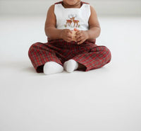 Bailey Boys Reindeer On Plaid John John Jumpsuit in white red - kids' item - alternate view