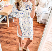 Meet Me In Santorini - Aegean Bloom Short Sleeve Dress