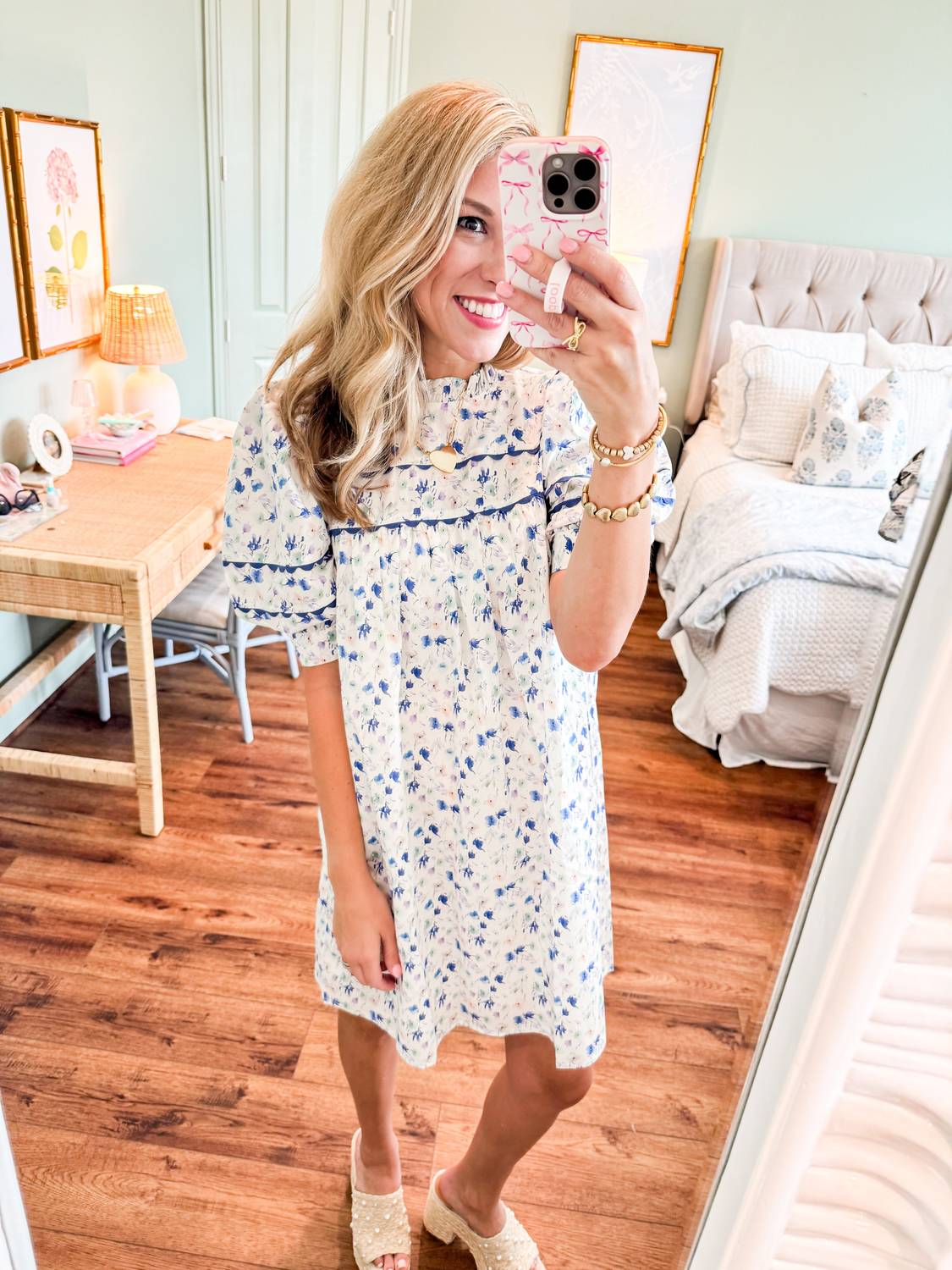Meet Me In Santorini - Aegean Bloom Short Sleeve Dress