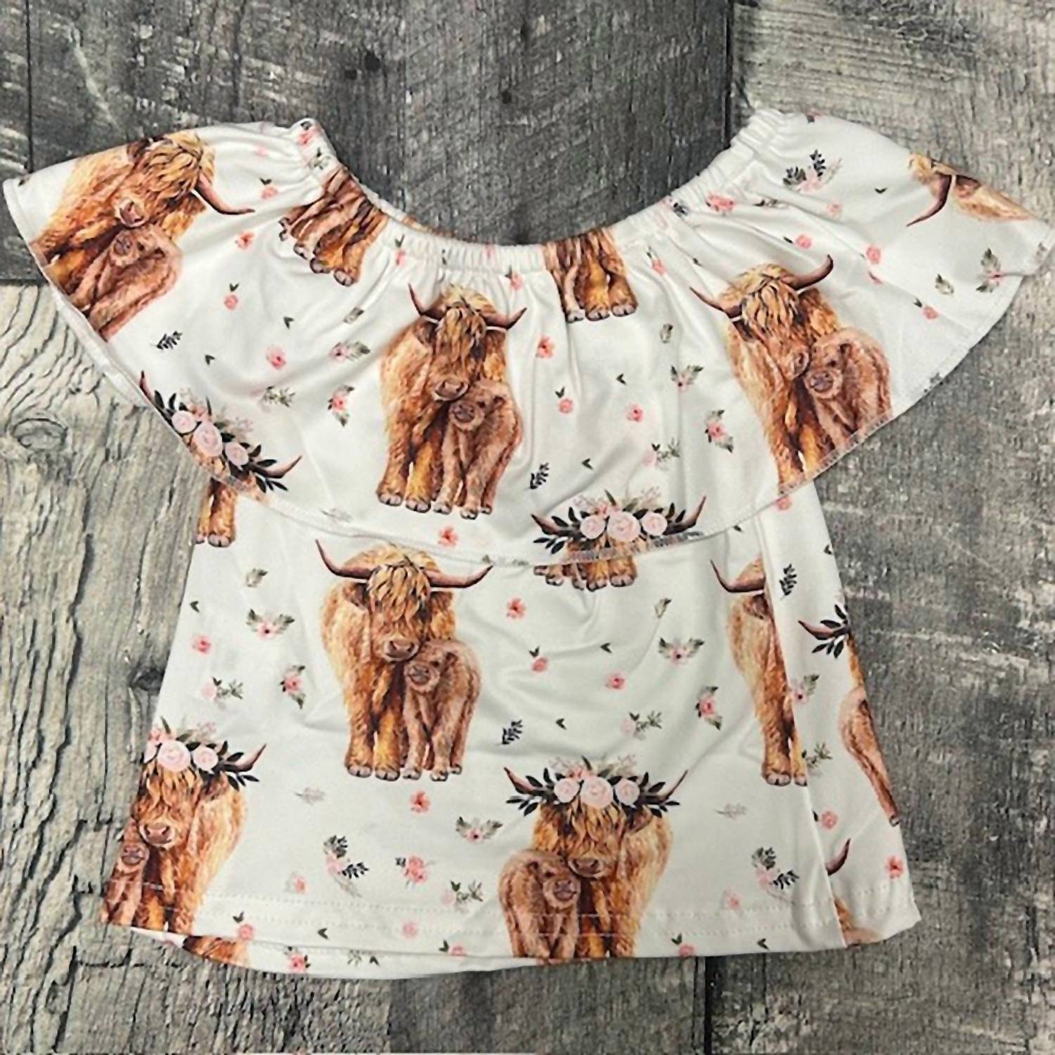 BRATTI MATI Toddler Ruffle Sleeve Top in white multi - kids' blouse
