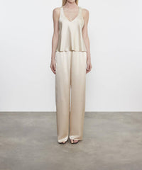 Enza Costa SILK SATIN TANK in nutmeg - women's tank top - detail view