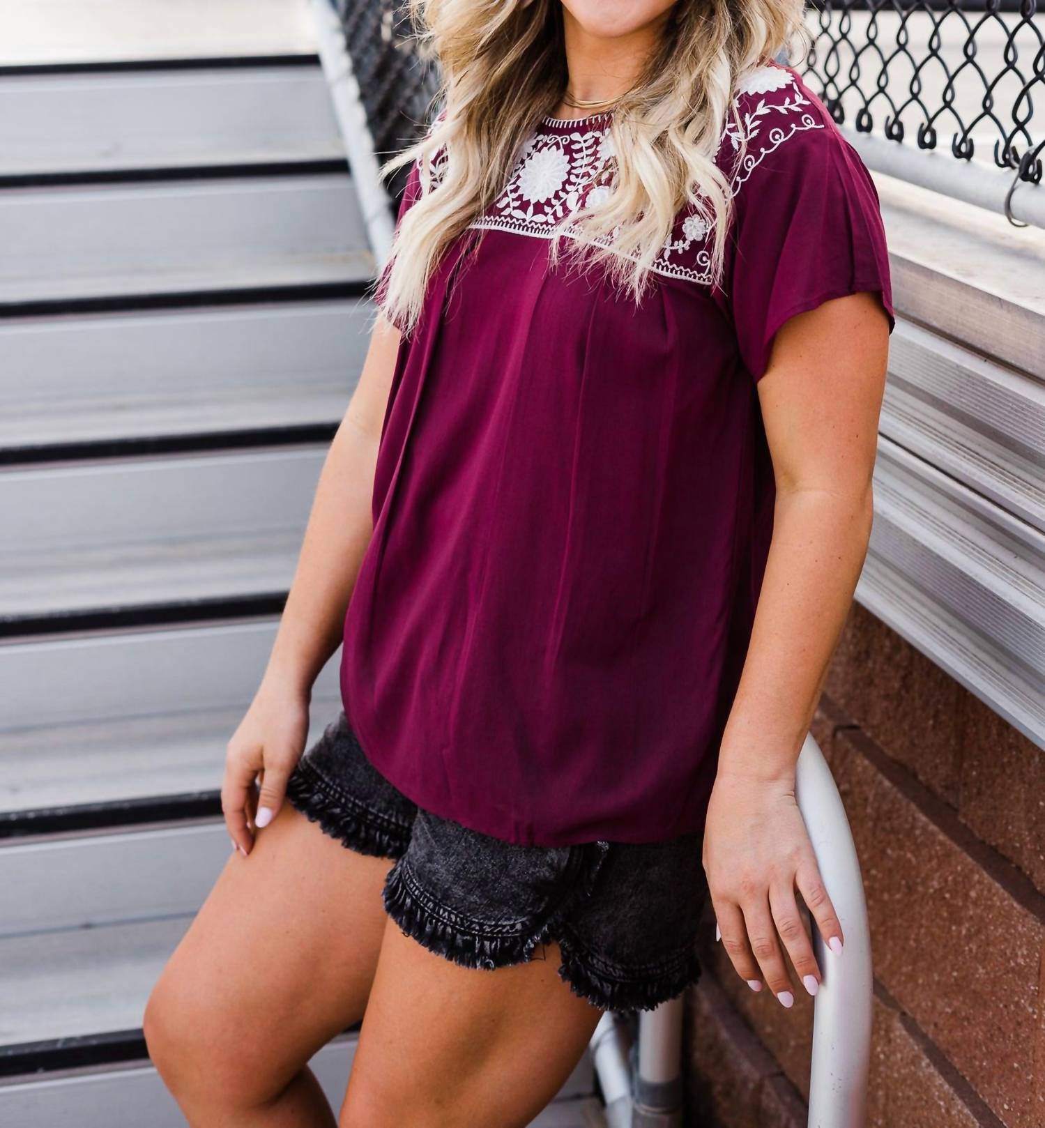 Layerz Clothing - Embroidered Short Sleeve Top