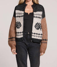 Saltwater Luxe - Zip Up Rose Printed Cardigan