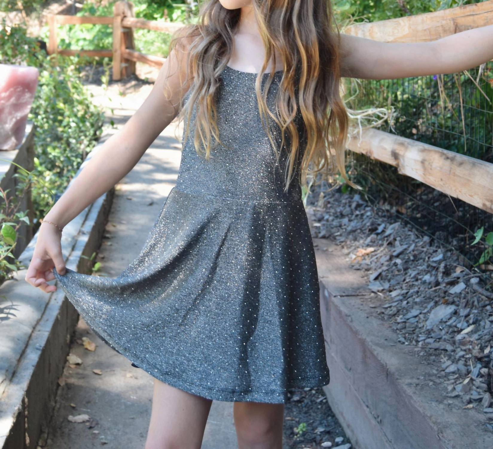 Flowers By Zoe - Girl's Alexi Metallic Stud Skater Dress