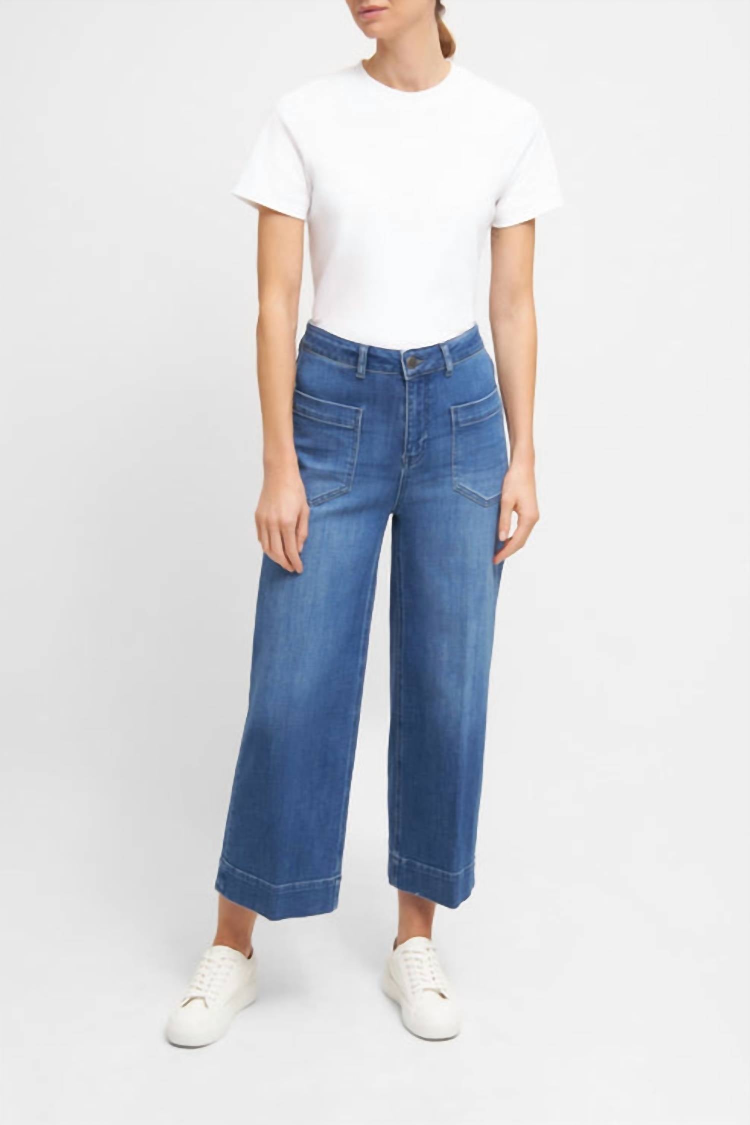 RAFFAELLO ROSSI Miru Front Patch Pocket High Rise Jeans in authentic blue - women's jeans