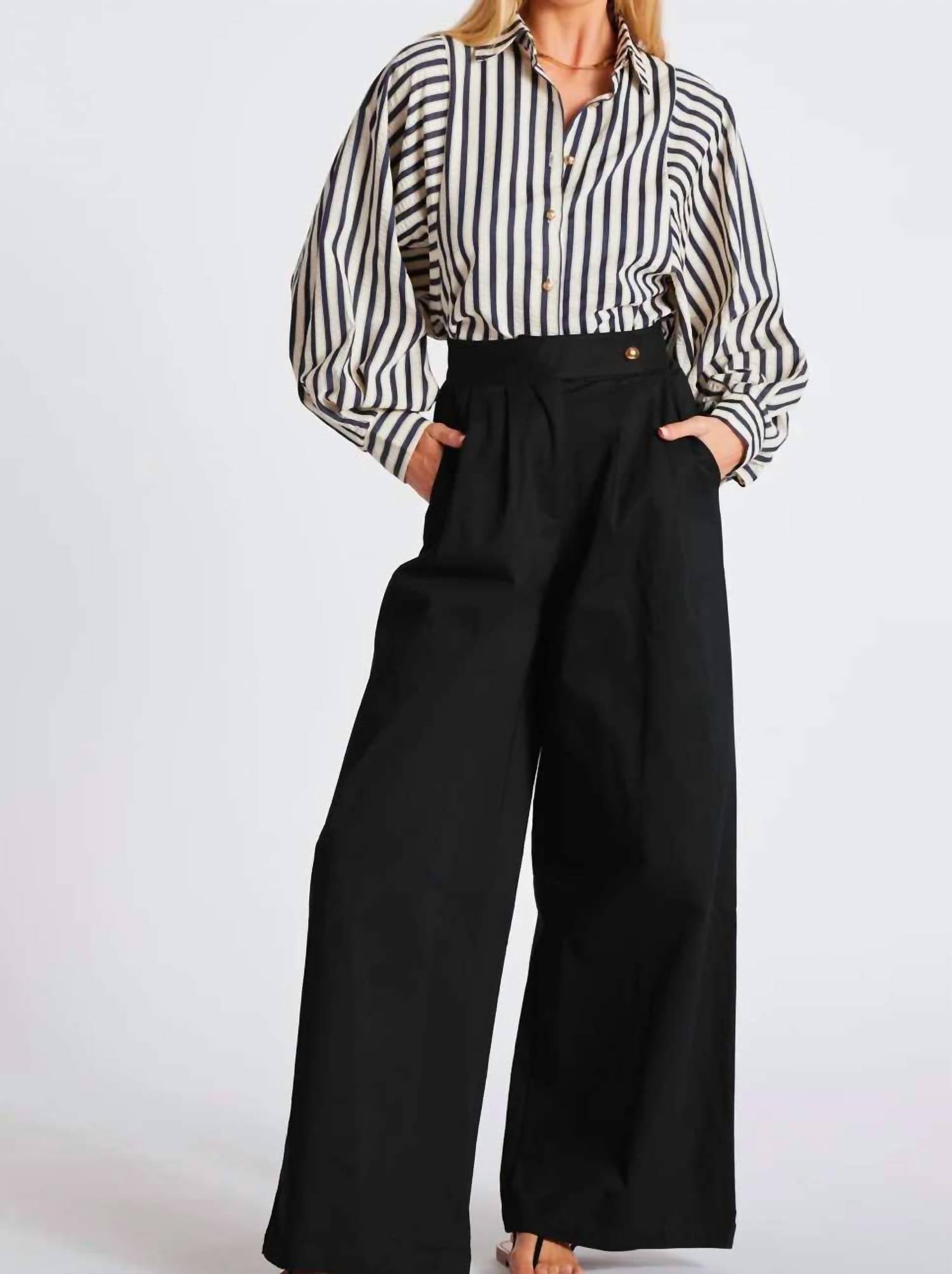 bishop + young Aly Dolman Sleeve Striped Top in navy stripe - women's shirt
