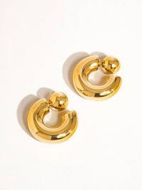 Flanerie by MAIQ Fernanda Non-tarnish Ball C Hoop Earring in yellow gold - women's jewelry