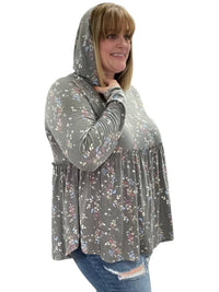Honeyme - Floral Hooded Babydoll Top