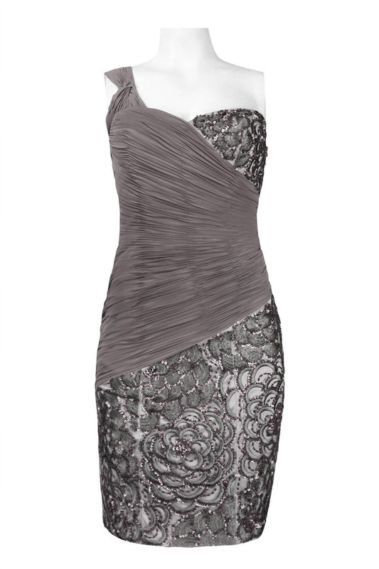 Sue Wong - One Shoulder Embroidered Floral Dress