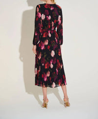 Joseph Ribkoff - Pleated Chiffon Midi Wrap Dress