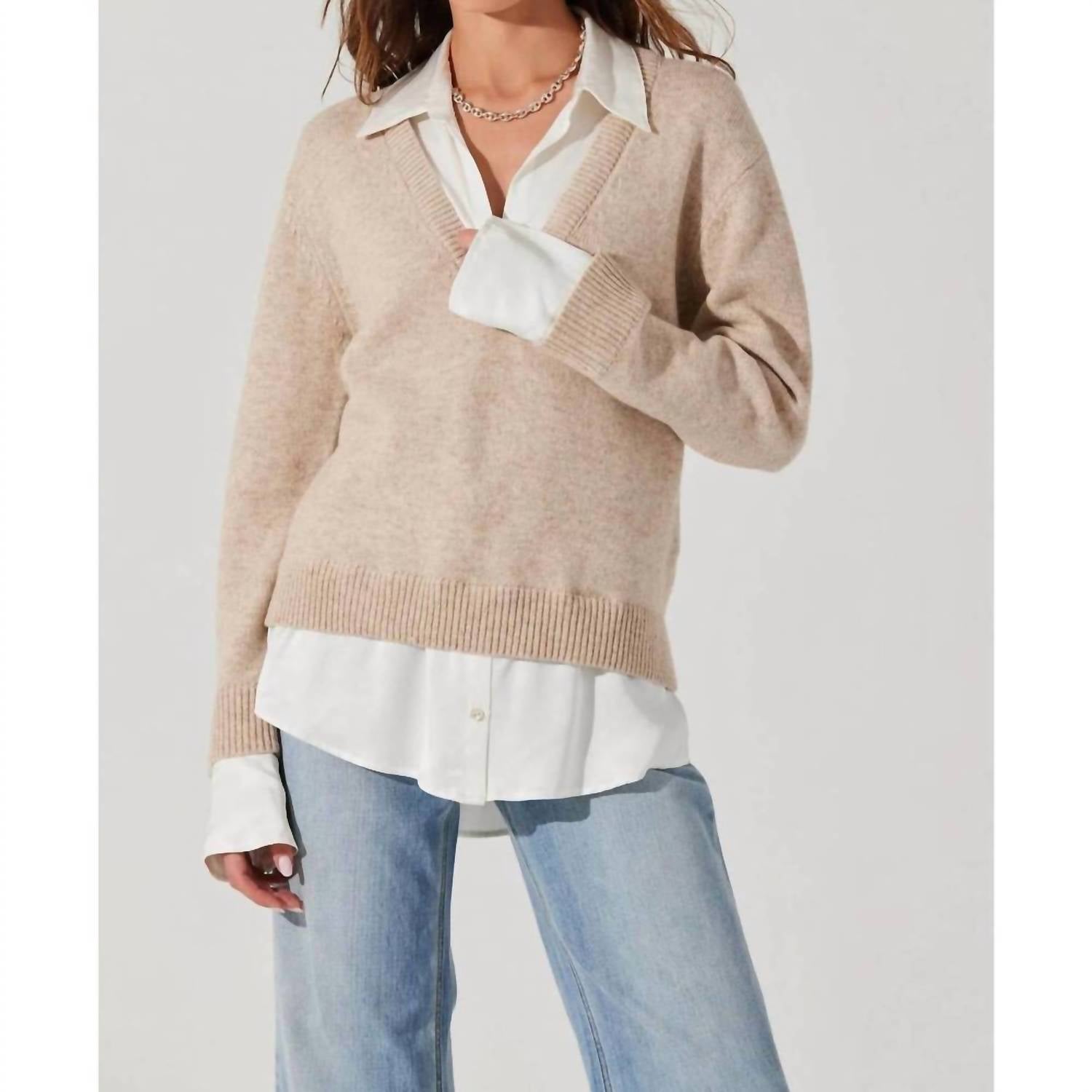 Astr - Jianna Mixed Media Layered Sweater