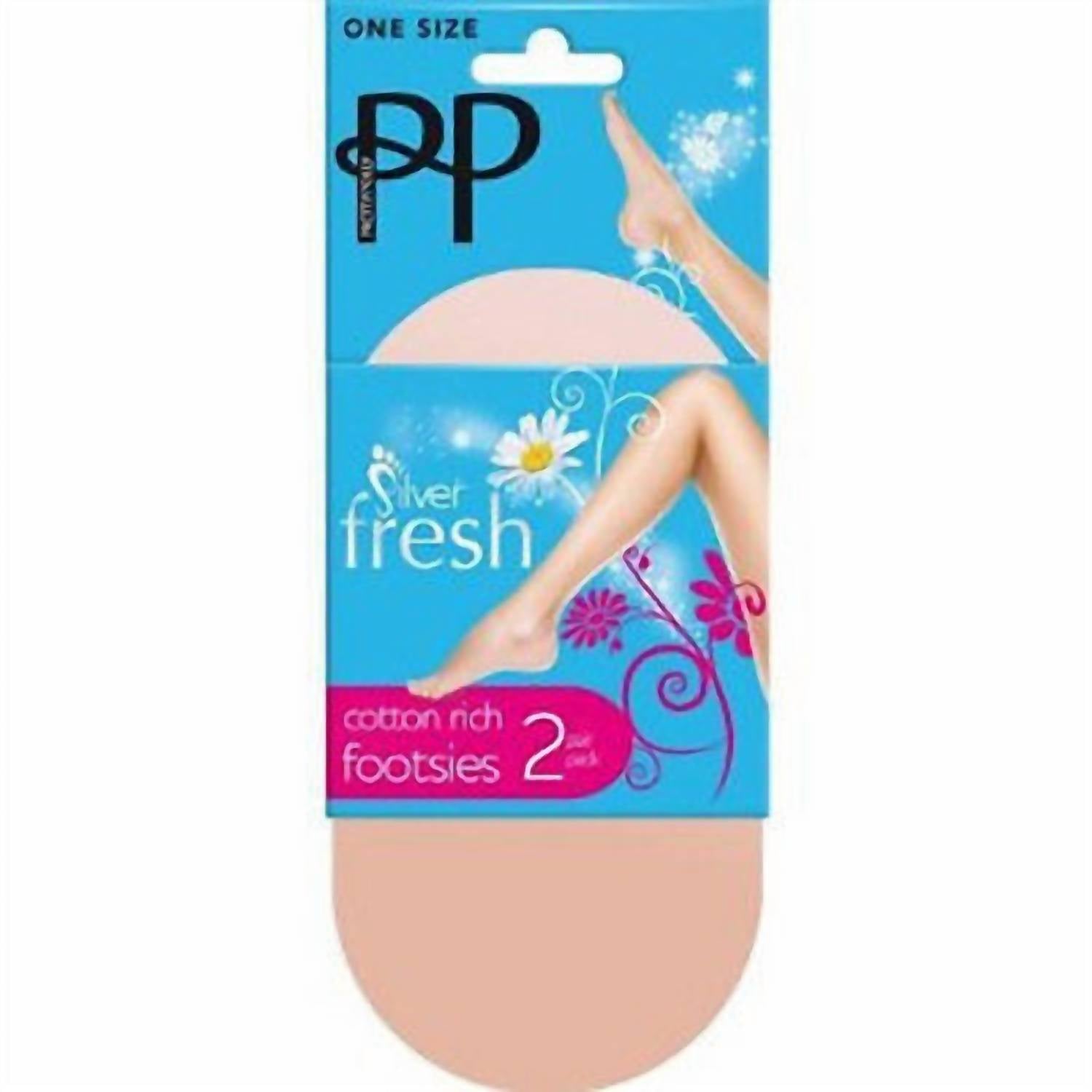 Pretty Polly - Silver Fresh Cotton Footsies 2-Pair Pack