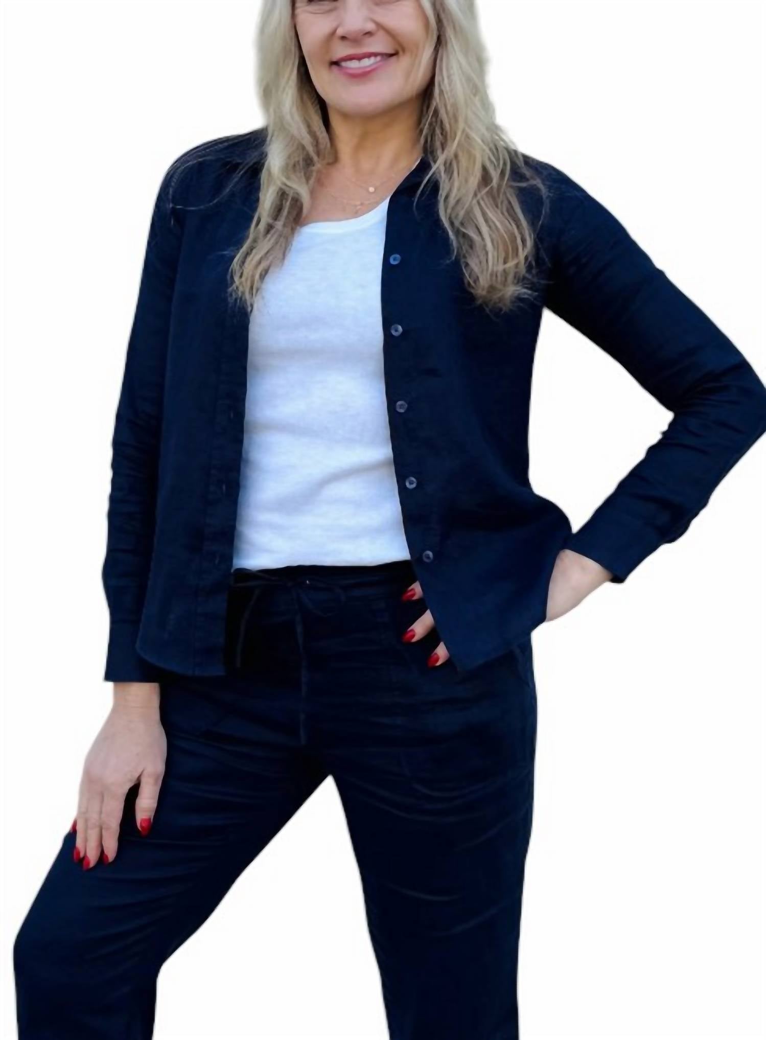 Pure Amici - Long Sleeve Linen Button Down Shirt