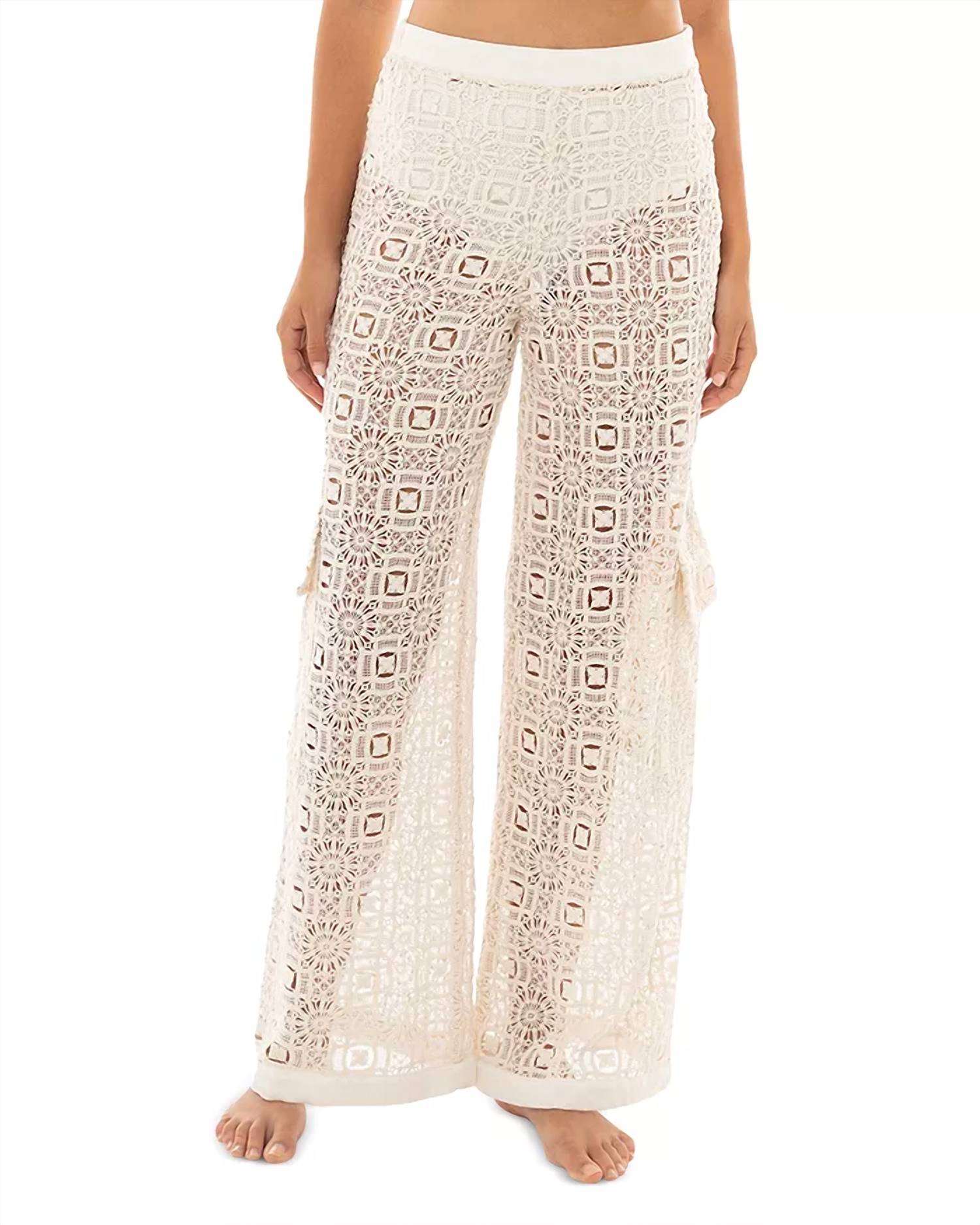 Agua Bendita - Maca Jardim Lace Wide Leg Cover-up Cargo Pants