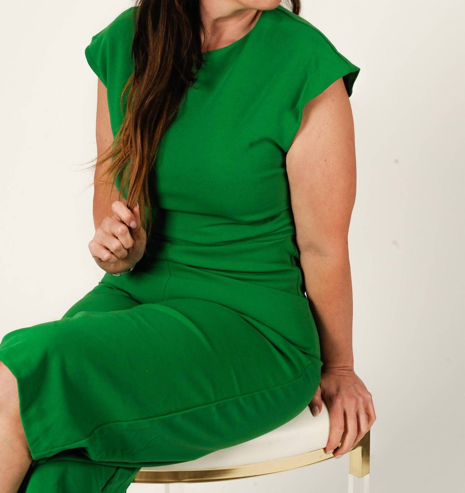 GLAM Reverie Crew Neck Jumpsuit in green - women's pants - alternate view