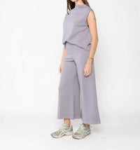 RIPLEY RADER Scuba Wide Leg Cropped Pant in silver - women's pants - detail view