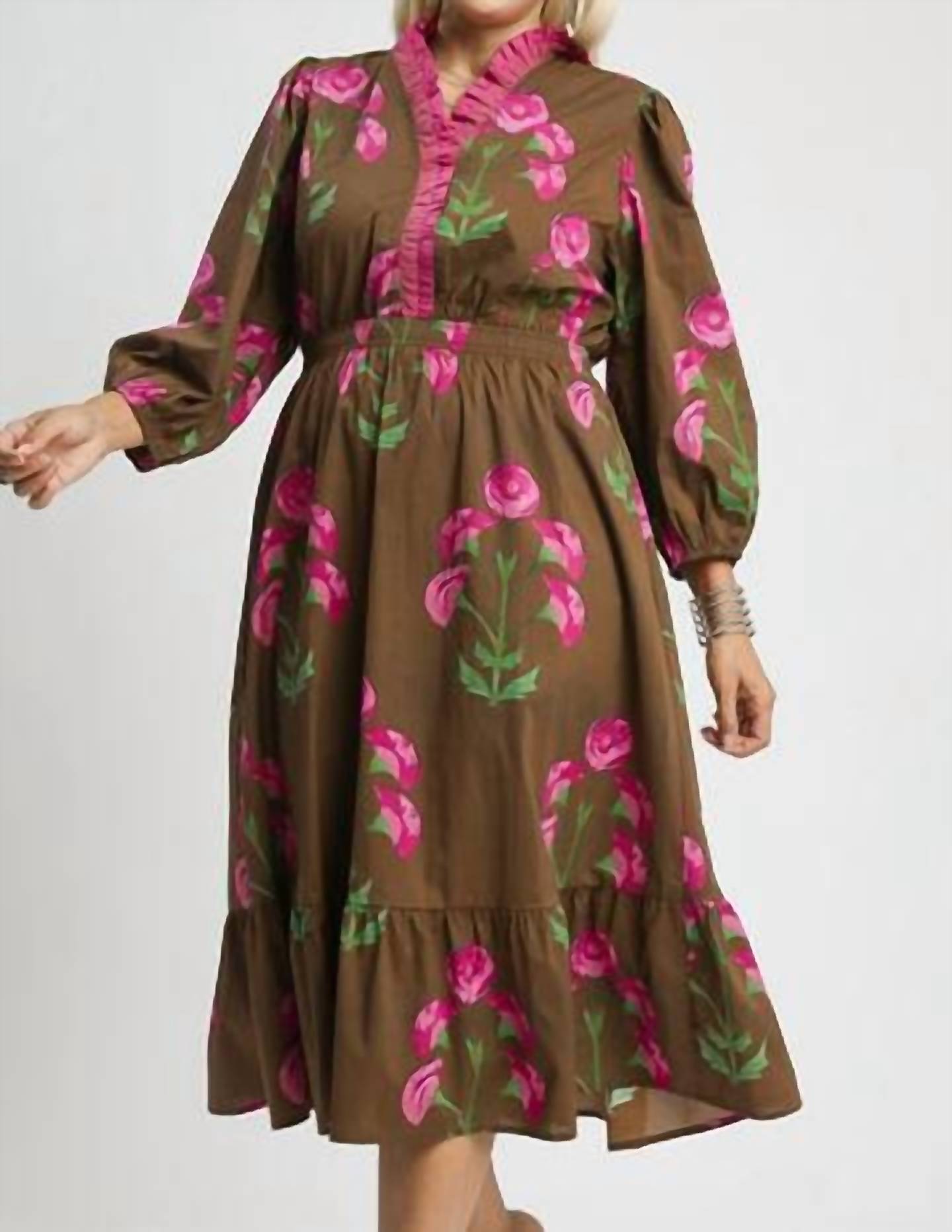 Umgee - Floral Print Midi Dress