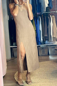 Aurora - Knit Midi Slit Dress